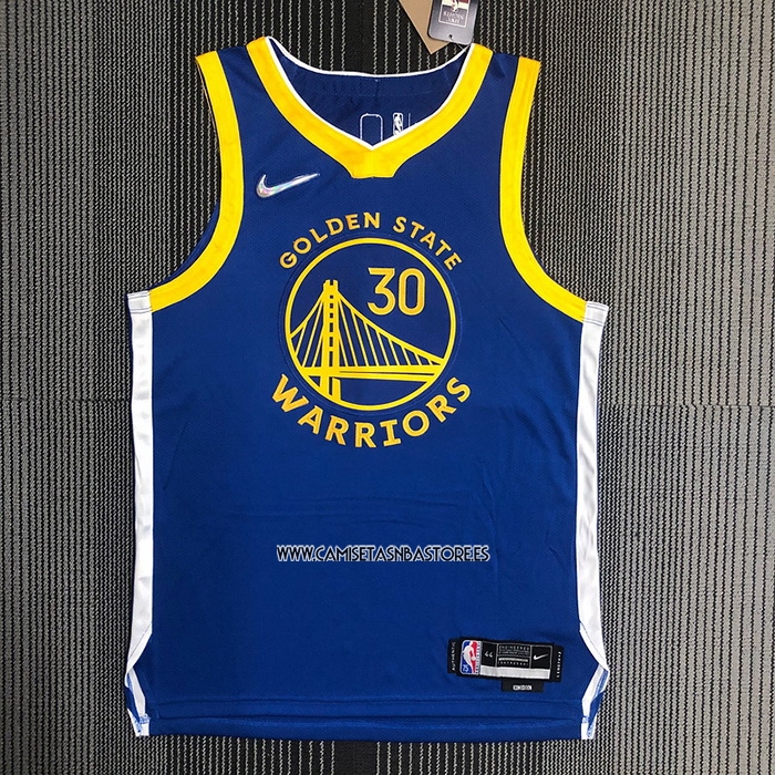 Stephen Curry NO 30 Camiseta Golden State Warriors Icon Autentico Azul